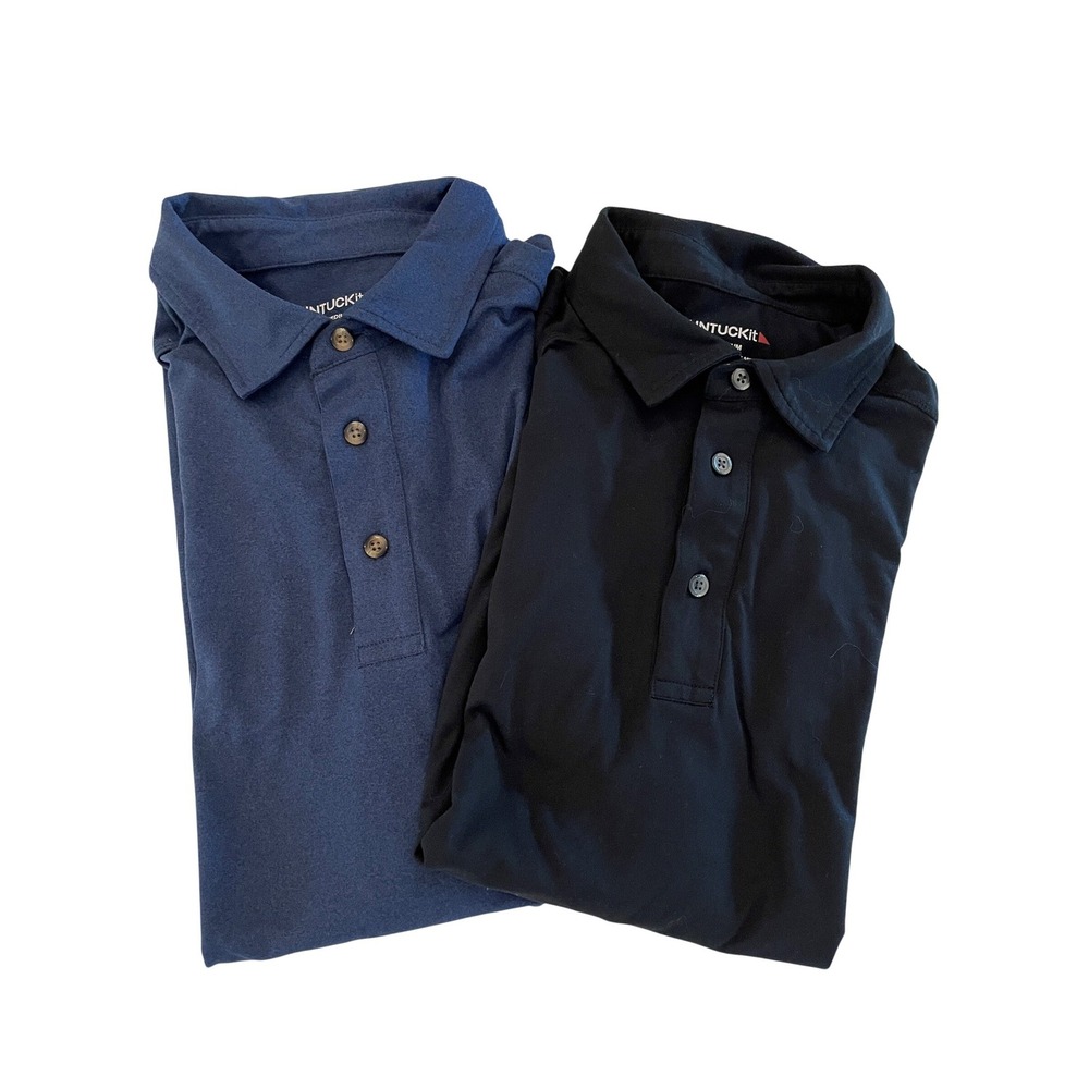 UNTUCKit Mens Performance Polo Shirt Lot of 2 Black Navy Short Sleeve Medium